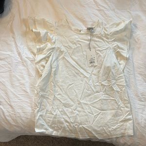NWT, S cream linen dramatic ruffle sleeve top. A New Day